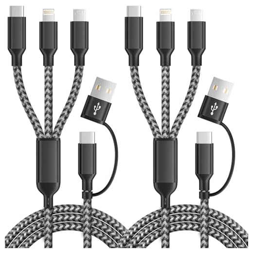 Multi Charging Cable 5 in 1, 2Pack 5FT USB C/A Multi Charger Cable to Type-C/Micro USB Port, Nylon Braided USB C Multiple Charger Cord for All Devices, Universal Phone Charger Cord for Cell Phones