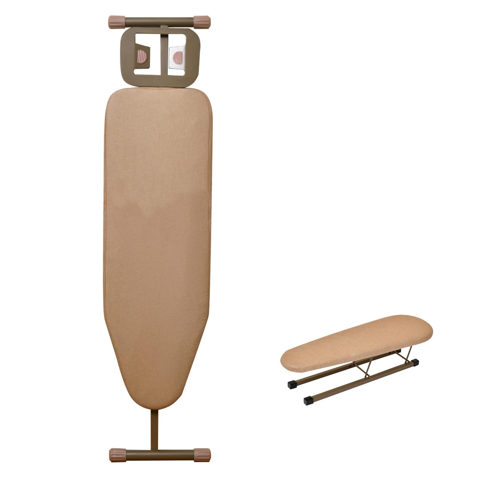 Tabla de Planchar de 7 Alturas Ajustable con Soporte para Plancha, Mesa Planchar Plegable con Soporte para Mangas, Ironing Board de Pie para Hogar y Lavadero(Brown)
