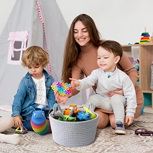 Image of Small Cat Ears Toy Organizer, Woven Cotton Rope Basket, Decorative Nursery Bins & Boxes Gift Basket Empty for Baby Pet Toy Storage