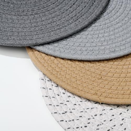 fanquare Placemats Set of 4, Round Cotton Braided Place Mats - Image 3