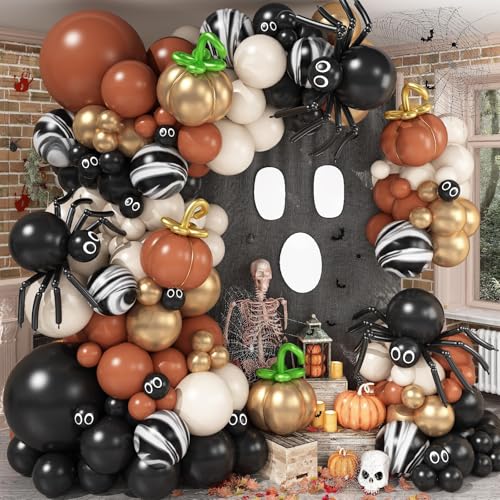 Guirlande de ballons Halloween vintage 130 pcs orange brûlé et noir pour arche décoration de fête