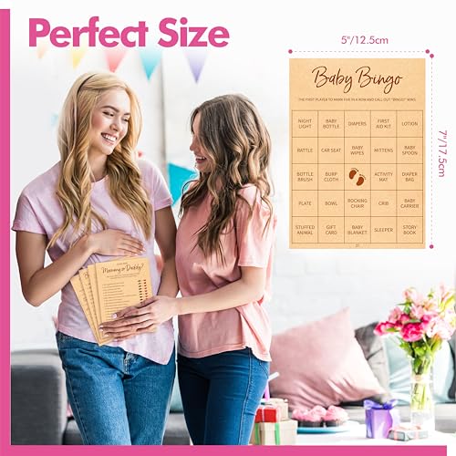 Image of Baby Shower Game Set, Gender Neutral Bingo Game /Guess Who Mommy or Daddy /Word Scramble /Baby Trivia Fact Cards for Guest, Bridal Wedding Shower