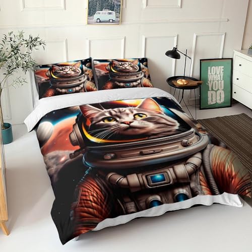Ensemble de literie chat 3D King en microfibre premium haute densité