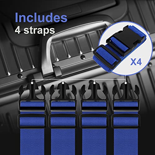 4-Pack Luggage Straps, Adjustable Wide Travel Belt to Keep Your Suitcase Secure, Heavy Duty Luggage Belt for Suitcase, Blue - Thumbnail 3