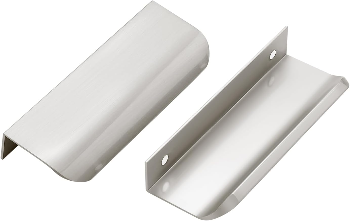 10 Pack Cabinet Handles Finger Edge Pulls 102mm/4 inch Silver Drawer Edge Pulls Brushed Nickel Finger Pulls for Cabinets Concealed Handles