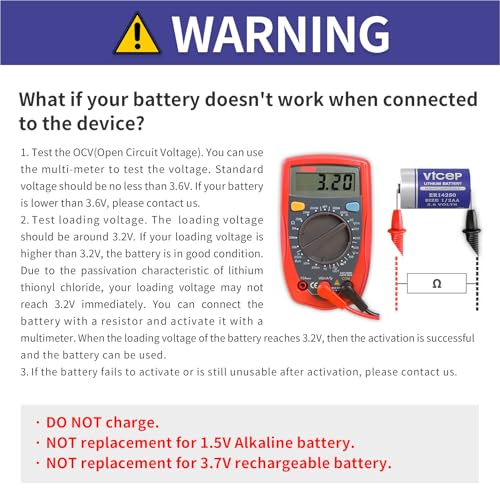 ViCep 6-Pack ER14250 3.6V 1/2AA Lithium Battery Li-SOCL₂1200mAh LS14250 TL-2150 Compatible for Home Security System, Movement Monitor, Meter Reading System, Non-Rechargeable by ViCep - Image 5