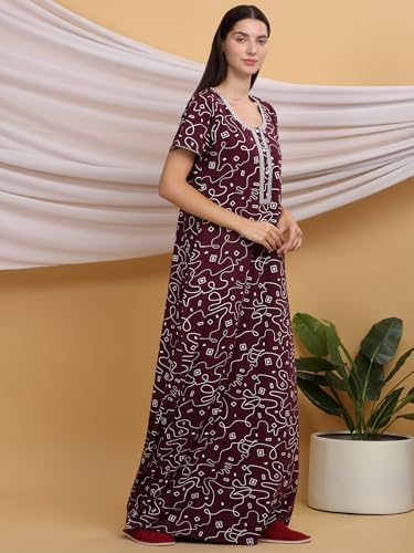 Image of Sweet Dreams Women's Cotton Maxi Casual Night Dress