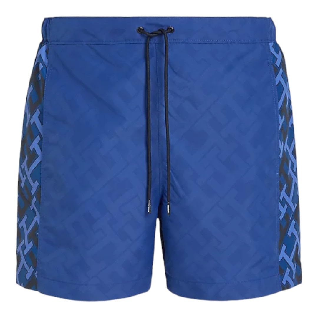 Tommy Hilfiger TH Badeshorts mit Monogramm-Druck, mittellang