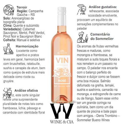 Combo 1 Vinho Selecionado Com Uma Wine Bag Para Uma Garrafa Wine & Cia (Bag preta e Vinho Rosé)