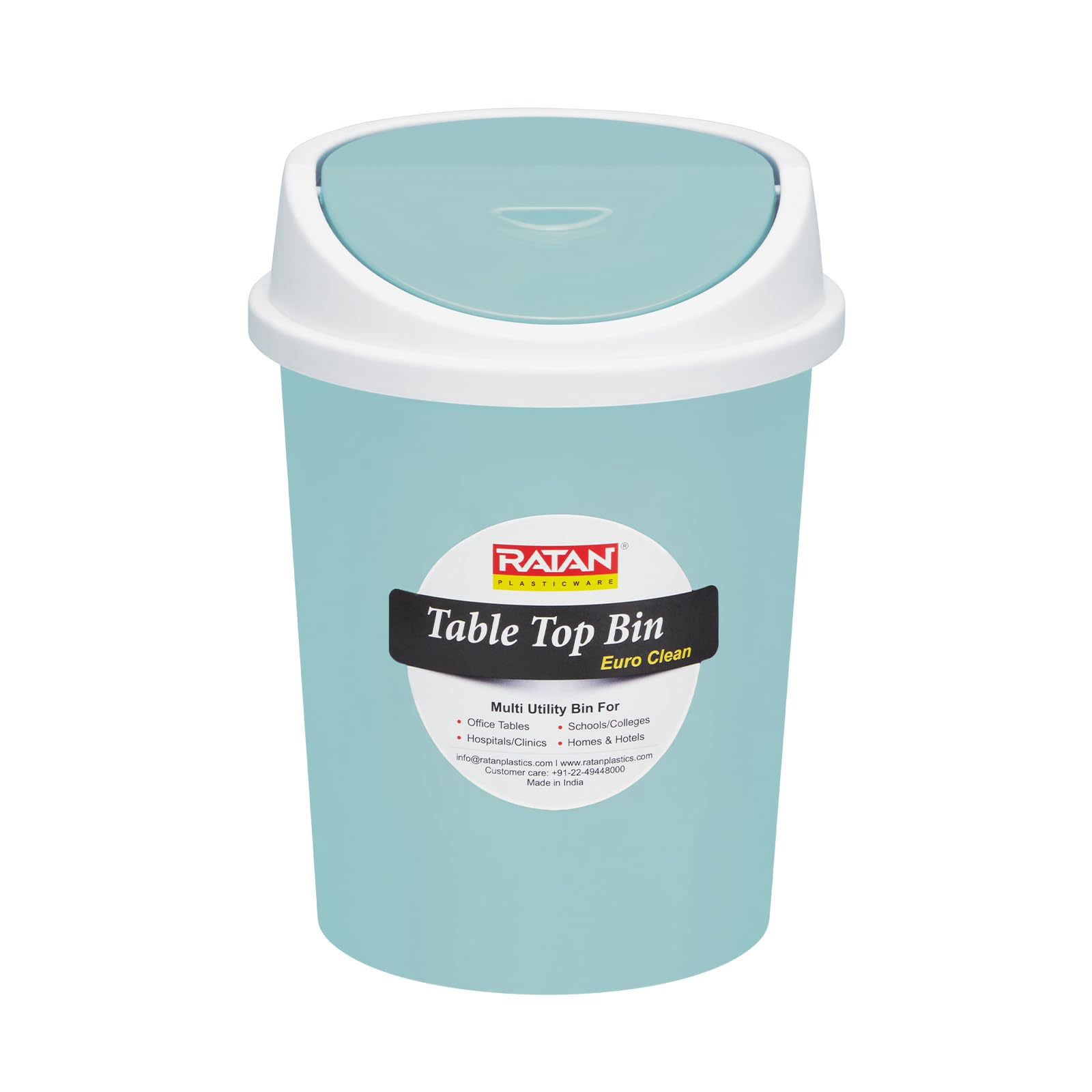 Euro Clean Table Top Small Mini Dustbin with Swing Lid for Study Table, Desk, Kitchen Sink, Car, Kids Room| Compact and Stylish Waste Storage Garbage Bin - 1.5 Litre, Sky Blue-image-17