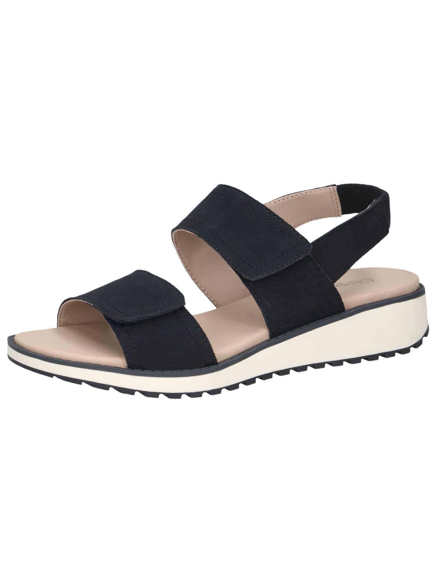 CAPRICE Women Sandals flat Leather Comfortable, Blue (Ocean Suede), 3.5 UK