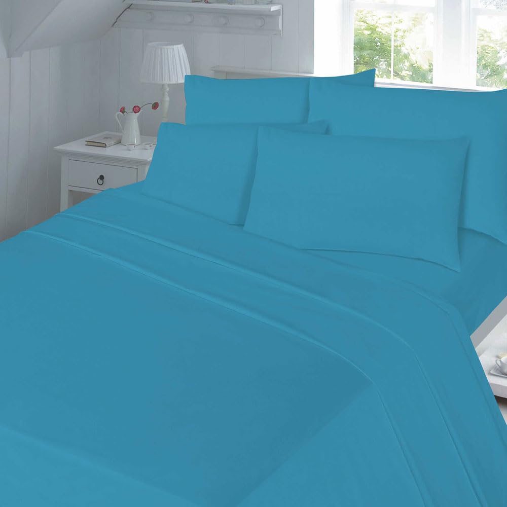 Night Zone Polycotton Percale 180 Thread Count Housewife Pillow Cases, Teal, Pair