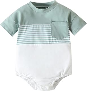 con Estampado de Rayas de Colores de Retazos de Manga Corta para niños y niñas, Monos recién Nacidos con Bol
