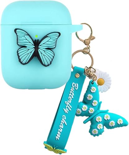 Compatible con funda de mariposa AirPods, a prueba de golpes, funda de silicona 3D para Airpods 2 y 1, funda de carga para mujeres y niñas, regalo