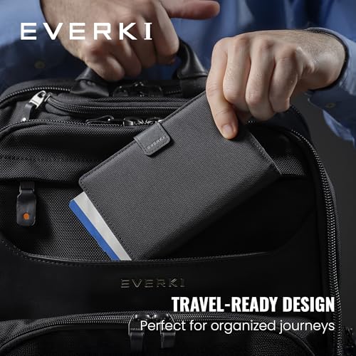 EVERKI RFID Passport Wallet - RFID Passport Holder for Travel, Slim RFID Blocking Pass Port Case Cover & Protector, Cute Pass Port Holder for Men & Women, Travel Essentials Gift for Travelers, Black2