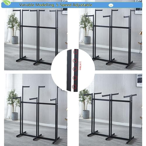 Support pour vêtements suspendus sur pied avec bras relevables pour optimiser l'espace