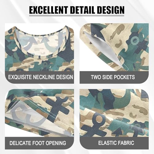 ALAZA Anchor Geometric Camouflage Pajama Set Short Sleeve Sleepwear Soft Lounge Nightwear4