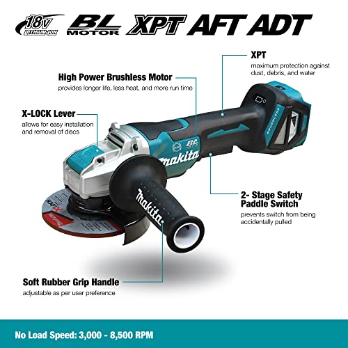 Makita DGA519Z 18 V Li-Ion LXT 125 mm bürstenloser X-Lock-Winkelschleifer – Batterien und...