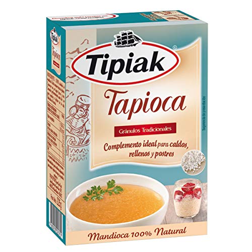 Tipiak- Tapioca - Gránulos Tradicionales - Complemento Ideal para Caldos Rellenos y Postre - Mandioca 100 % Natural - 225 Gramos