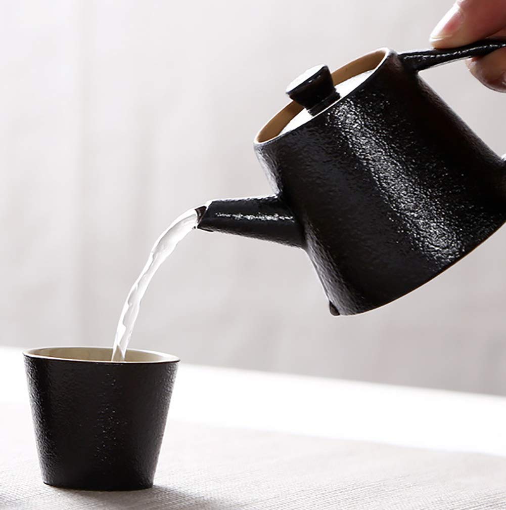 Set da tè Nero,Set da tè in Ceramica Nera Kung Fu Set da Regalo in Ceramica da Affari Set da tè Nero in Ceramica Set da tè Semplice Creativo - Arte in Ceramica Nera (Nero)