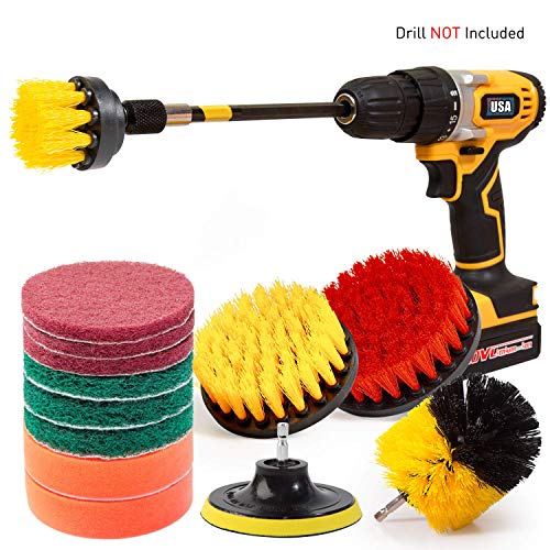 Nexitlife Drill Brush Attachments Clean Automobile, Bathroom Surfaces Tub, Shower & Kitchen,