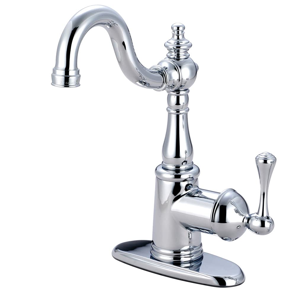 Kingston Brass FSS7641BL İngilizce Vintage Single Handle Lavatory musluk with Push Pop-up and Plate, cilalı krom by Kingston Brass