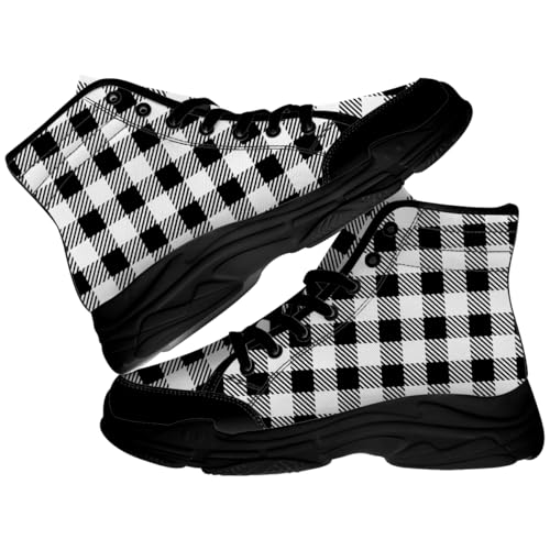 Men's Women's Buffalo Plaid High Top Sneakers,Lace-up Canvas Platform Shoes,Gifts for Her Him2