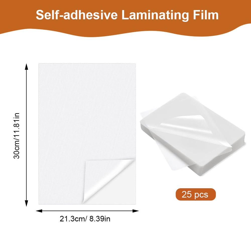 25 Piezas Laminadas en Frío,30 x 21,3 cm Laminadas Autosellantes,Fundas Plastificar A4 Láminas de Laminación,Plastificar A4 Autoadhesivas Resistentes,Fundas Plastificar para Fotografías,Documentos
