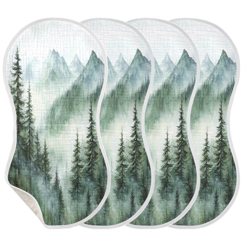 Kigai Watercolor Mountain Baby Burp Cloths Extra Soft and Absorbent Burping Rags Cotton Burping Clothes Baby Washcloths for Newborn Boys Girls - 2 Pack3