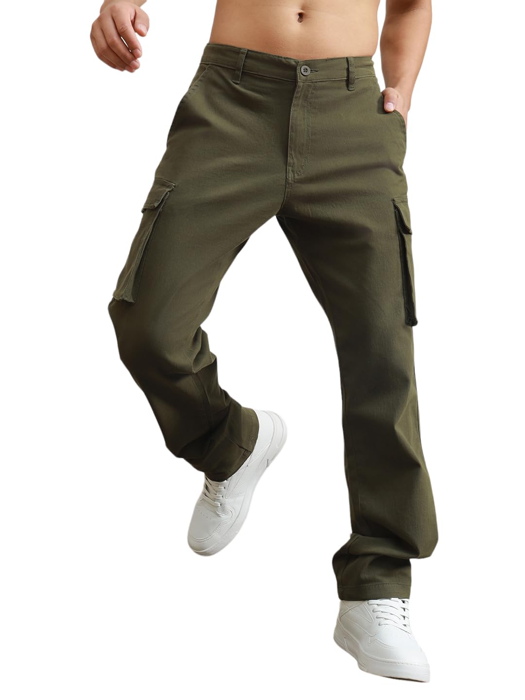 HubberholmeMen Black Smart Casual Summer Cotton Loose Fit Solid Trousers