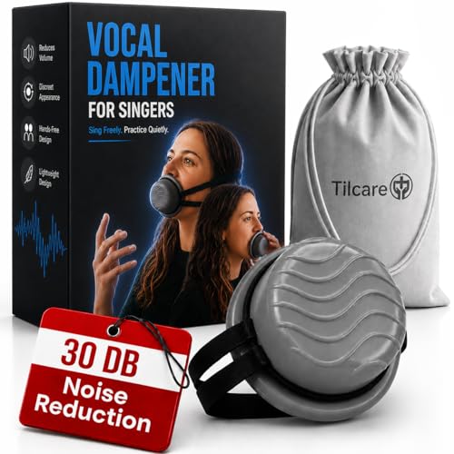 Amortisseur Vocal pour Chanteurs – Réduction du Son de 30 dB, Amortisseur de Voix Mains Libres et Respirant avec Sangles Ajustables et Couverture Sans Nez – par Tilcare
