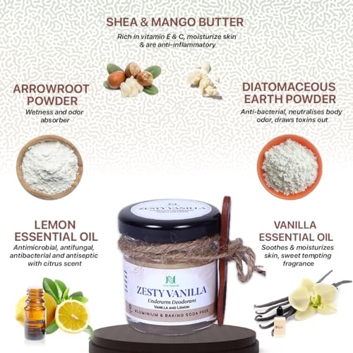 Image of Zesty Vanilla Deodorant for Men & Women | Free from Aluminium & Baking Soda | Deo for Men, Deo for Women, Deodorant Cream with Vanilla & Lemon (30 g, Pack of 3)