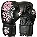 Guantes de boxeo para niños, de Kick Boxing, Muay Thai, MMA, entrenamiento juvenil, color negro, Infantil hombre mujer, Black With Pink Flower