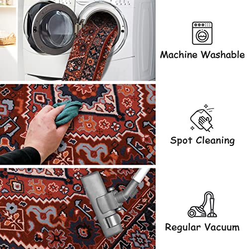 Beeiva Vintage Oriental Area Rug 2X3 Small Washable Entryway Rug Non-Slip Door Mat Accent Throw Rugs Indoor Floor Carpet For Kitchen Bedroom Bathroom (Red/Multi, 2X3Ft) #TOP3