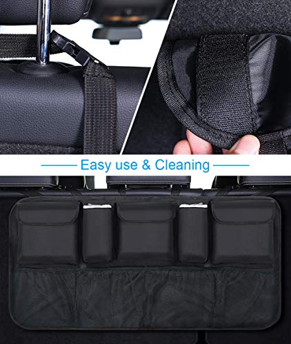 URAQT Kofferraum Organizer Auto, Aufbewahrungstasche, Kofferraumtasche , Wasserdichten Taschen mit Starkes Elastisches Netz und Klettverschluss für SUV, Schwarz (2-M)