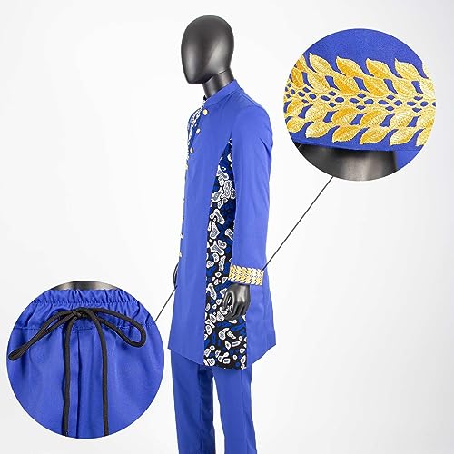 African Suit for Men Slim Fit Single Breasted Print Blazer and Pant 2 Piece Set Embroidery Wedding Attire4
