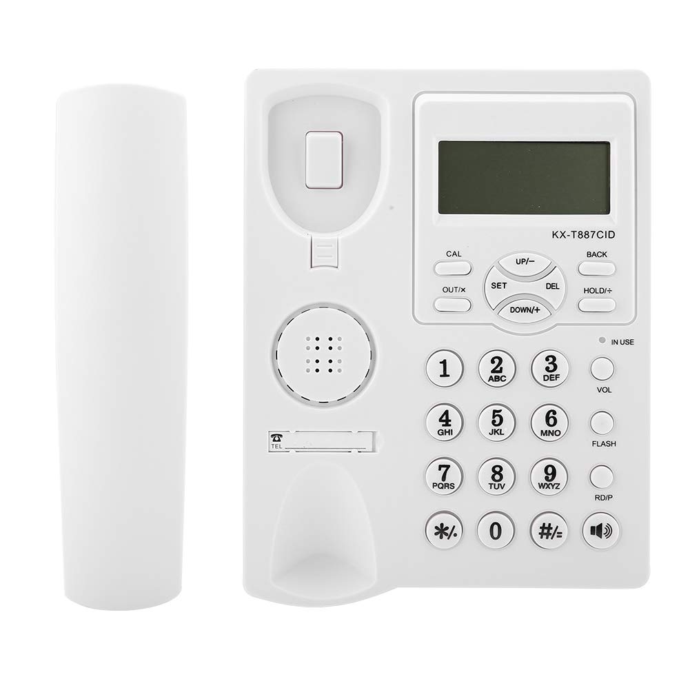 Garsent Schnurgebundes Telefon, DTMF/FSK Systeme Tisch Schnurtelefone mit Anrufe ID Display für Büro Zuhause(weiß)