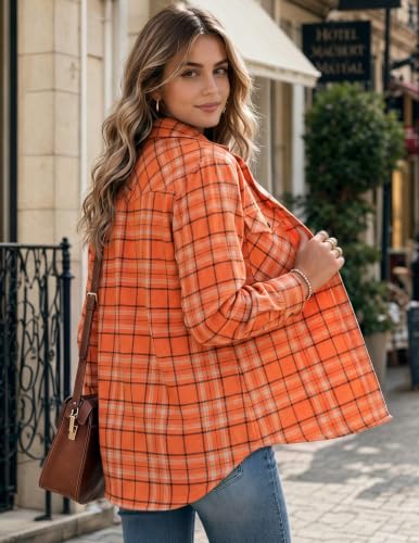Image of Zeagoo Flannel Shirt Women Plaid Button Down Shackets Long Sleeve Fall Tops