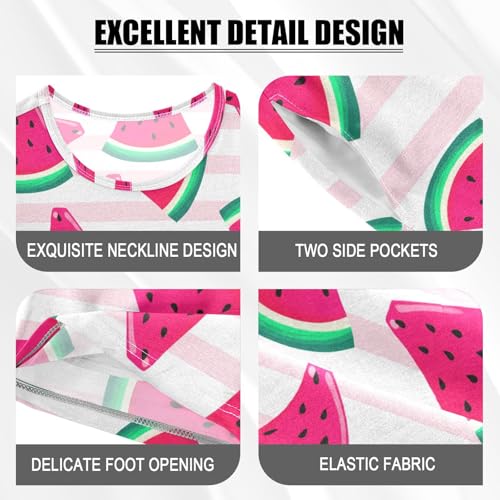 Watermelon Stripe Pajama Set Short Sleeve Pajamas Shorts Sets Cotton Soft Loungewear Sleepwear 5Y4