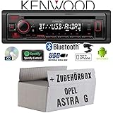 Baujahr: 1998 - 2005 Autoradio Radio Kenwood KDC-BT430U - Bluetooth  Spotify  CD/MP3/USB - Einbauzubehör - Einbauset für Opel Astra G - JUST SOUND best choice for caraudio
