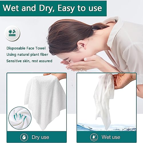SFTTNOTU Face Towel Disposable Soft Dry Wipes Disposable Face Cloths for Washing Soft Cotton Dry Baby Skincare Portable Cleaning Wipes for Home and Travel 3 Packs(20x20cm 180 Counts) - Image 4