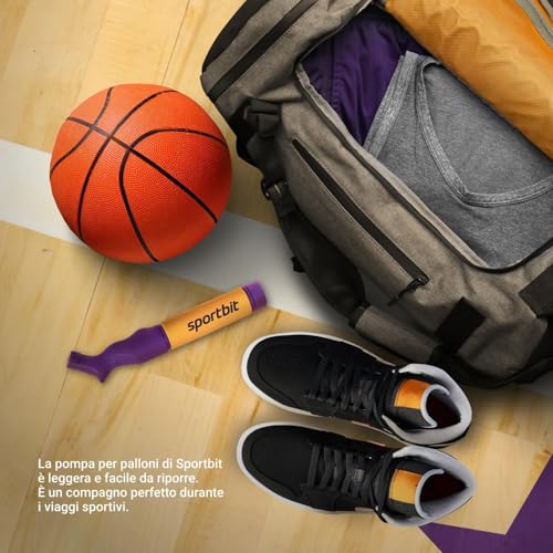 Image of SPORTBIT Ball Pump for Sports Balls - Push & Pull Inflating System - Hand Pump for All Exercise Balls - Volleyball Pump, Basketball Inflator, Football & Soccer Ball Air Pump - Goes with 5 Needles Set