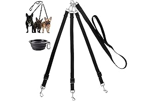 3 Way Dog Leash with Collapsible Dog Bowl, No-Tangle Dog Leash for 3 Dogs