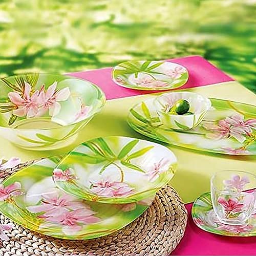 Carina Freesia Glass Dinnerware Set Of 44 For 6 Pers. Dinner Plates Deep Plate Dessert Plates Salad Bowls Decanter With Glass Mug And Saucer #TOP2