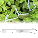 SALCAR Balkonowy łańcuch świetlny 6m, kurtyna świetlna LED 6 x 1m + kabel zasilający 3m, łańcuch świetlny LED 300er na zewnątrz i wewnątrz. Ciepły biały