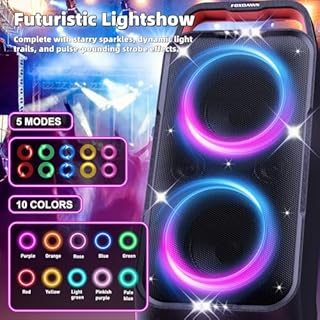 Foxdawn Portable Bluetooth Speaker: 240W Peak Powerful Loud Sound Deep Bass Wireless Boombox Large Subwoofer 15 Hours Battery Life Fast Charging with Led Light Show for Party Outdoor Camping Backyard