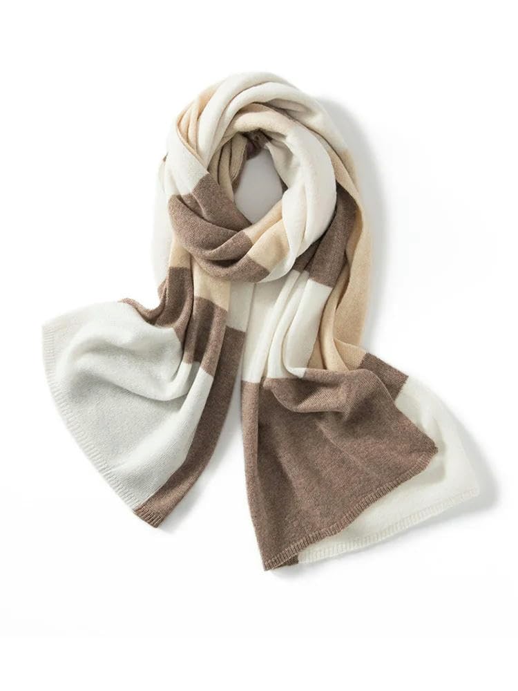 Bufanda Tipo Chal Lana y Cachemir a Rayas para otoño e Invierno, Bufandas Grandes de Cachemir para Mujer, Chal Exterior Ligero y Fino