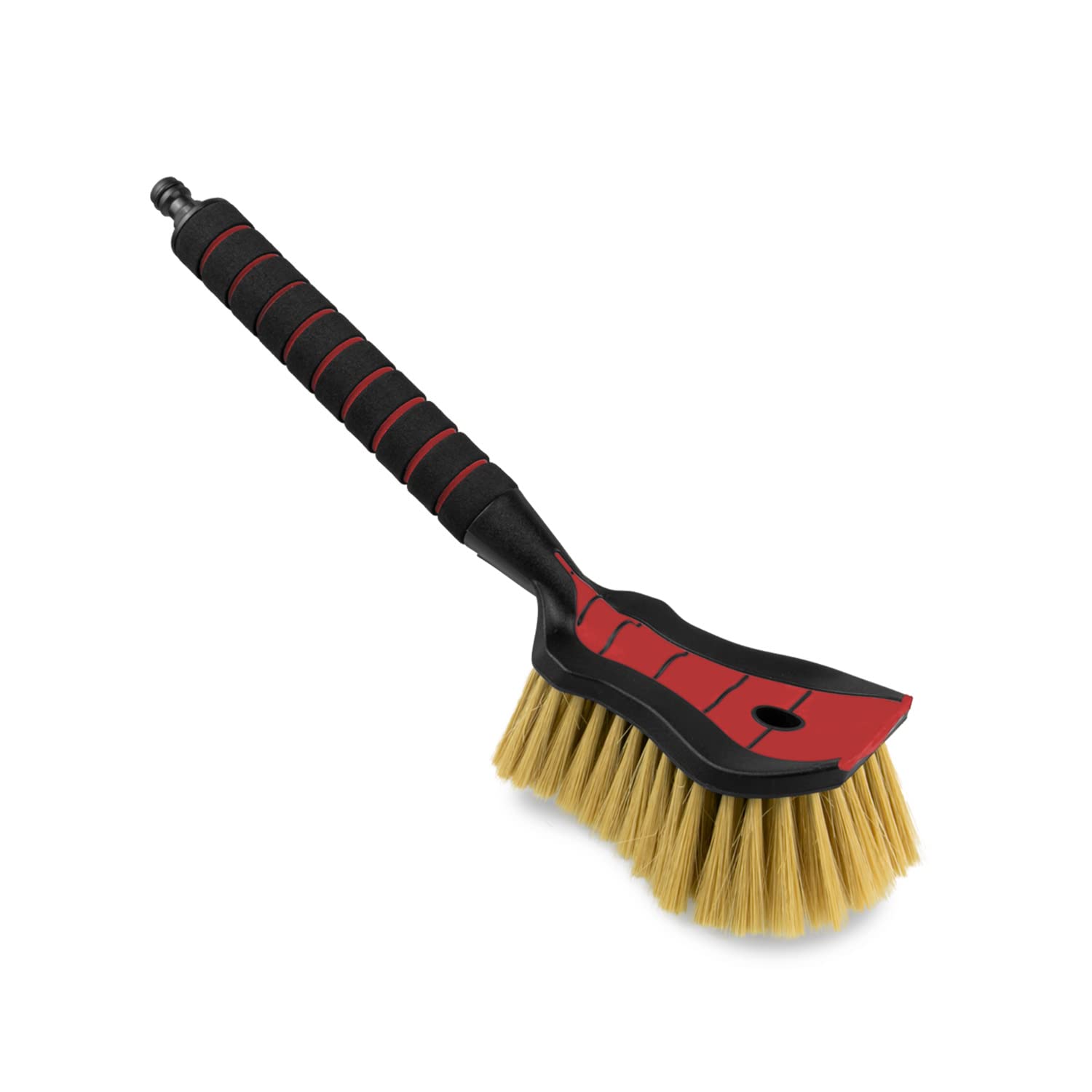 Tom PaR Car Wash Brush, Water Brush with Hose Connection, Car Wash Brush with Water Connection, Soft, Fine and Delicate Bristles, Comfortable Handle, Length: 44 cm, Red