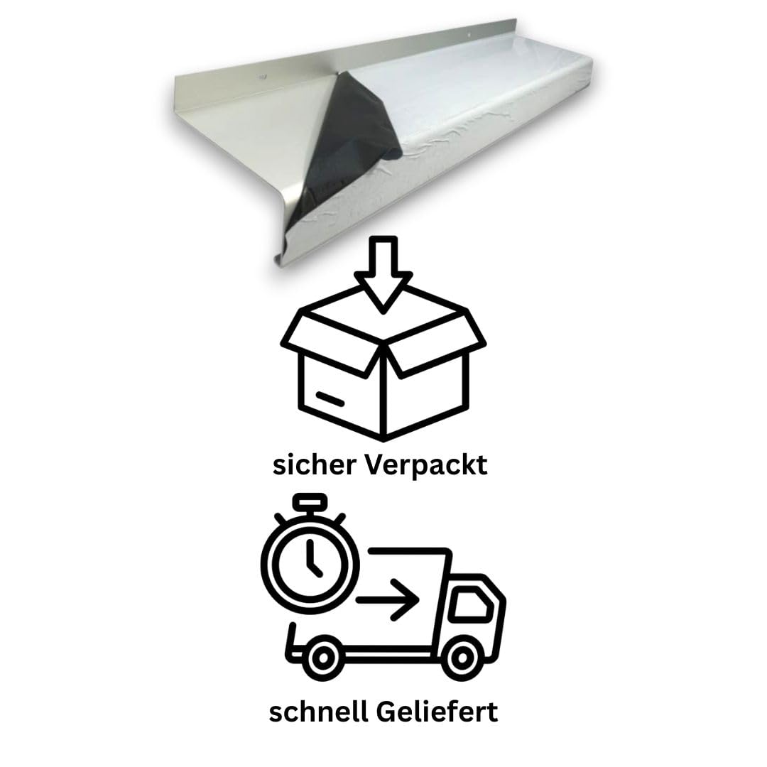 Aluminum Fensterbänke - für den Außenbereich - Individueller Zuschnitt - Putzabschlüsse und Alu-Gleitabschlüsse - EV1 silber und RAL 7016 anthrazit - Made in Germany (T 11 cm x L 90 cm)