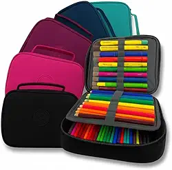 Estojo Escolar Box Grande com Divisórias – Organizador de Lápis e Canetas, Nylon Resistente, Zíper Durável, Unissex Infantil e Adulto, Necessaire Escolar, Material Escolar (Preto) (PRETO)